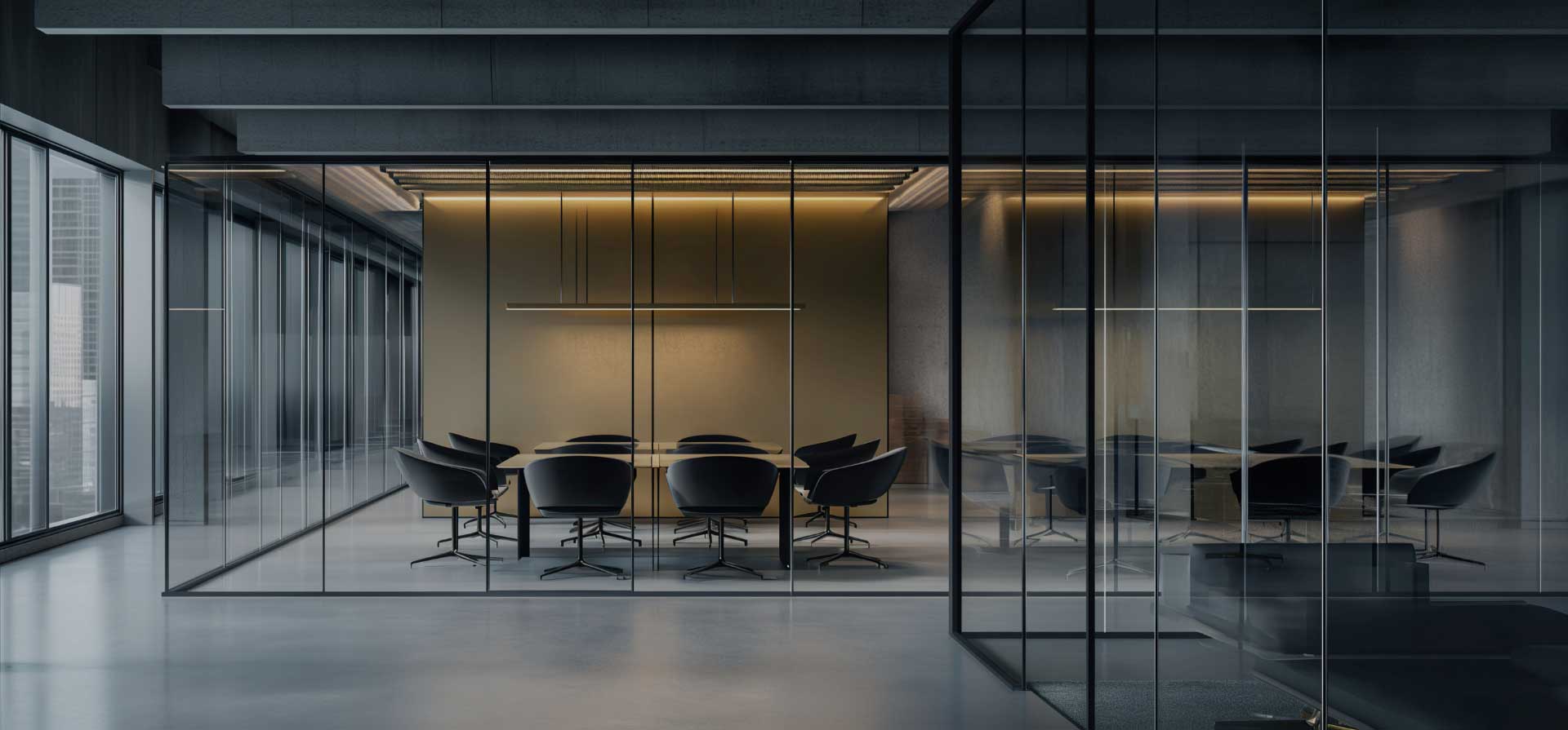 Aegis Griffin: State-of-the-Art Meeting Facilities Modern corporate meeting room with glass panels and contemporary design