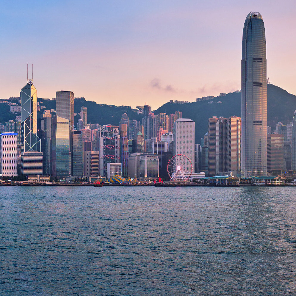 Hong Kong skyline with IFC building and Victoria Harbour, symbolizing offshore corporate structuring